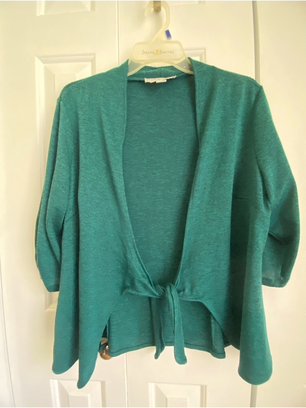 Open-Front Teal Tie-Front Women's Cardigan